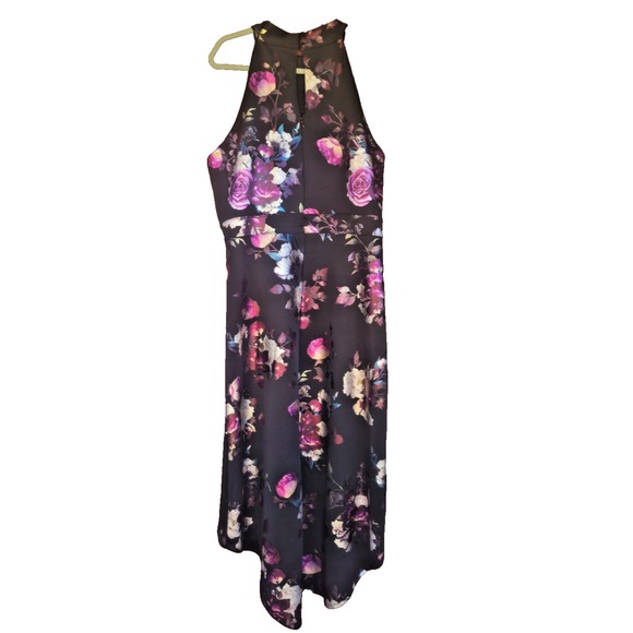 Enfocus Studio Dresses & Skirts - En Focus Studio 16W Dark Romantic Floral Halter High Low Metallic Satin Dress